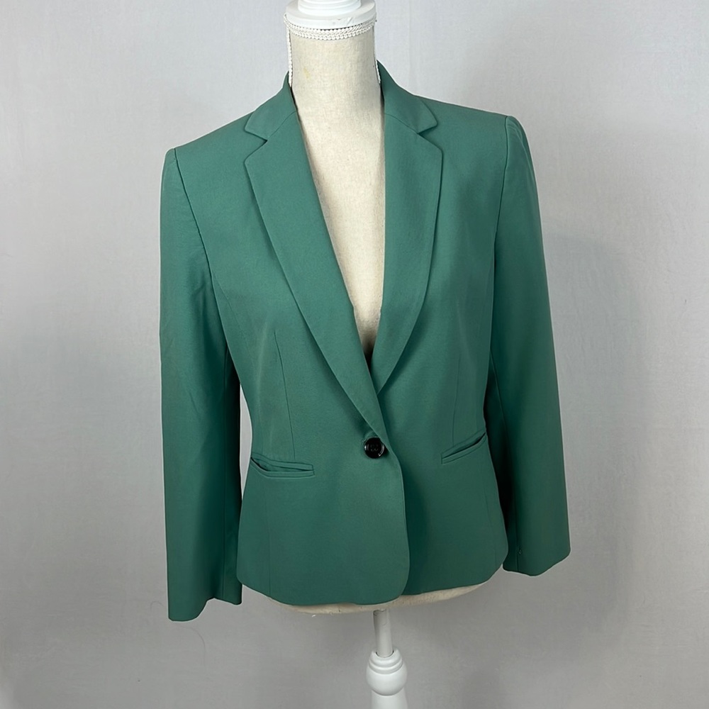 Nine West Women's One Button Green Suit Jacket Size: 6